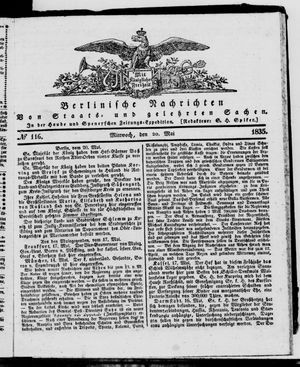 Berlinische Nachrichten von Staats- und gelehrten Sachen vom 20.05.1835