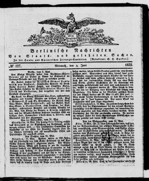 Berlinische Nachrichten von Staats- und gelehrten Sachen vom 03.06.1835