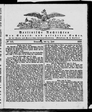 Berlinische Nachrichten von Staats- und gelehrten Sachen vom 25.06.1835
