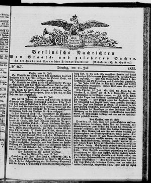 Berlinische Nachrichten von Staats- und gelehrten Sachen vom 21.07.1835