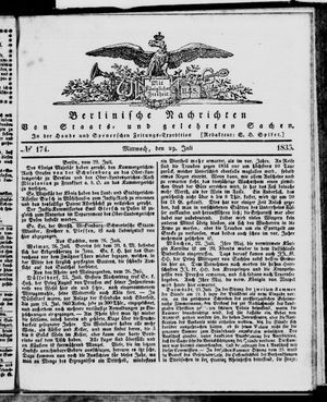 Berlinische Nachrichten von Staats- und gelehrten Sachen vom 29.07.1835