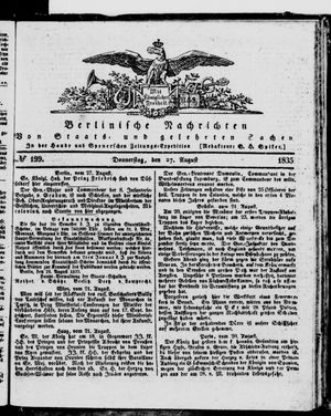 Berlinische Nachrichten von Staats- und gelehrten Sachen vom 27.08.1835