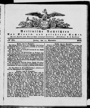 Berlinische Nachrichten von Staats- und gelehrten Sachen vom 25.09.1835