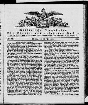 Berlinische Nachrichten von Staats- und gelehrten Sachen vom 28.09.1835