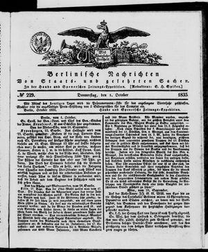 Berlinische Nachrichten von Staats- und gelehrten Sachen vom 01.10.1835