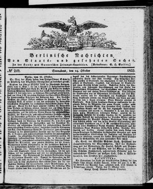 Berlinische Nachrichten von Staats- und gelehrten Sachen vom 24.10.1835