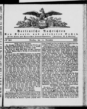 Berlinische Nachrichten von Staats- und gelehrten Sachen vom 10.11.1835