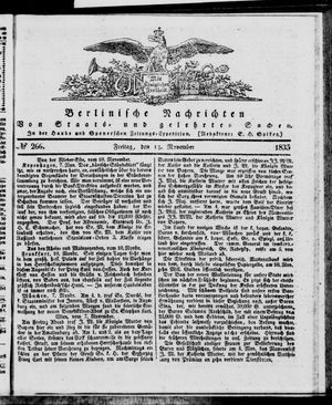 Berlinische Nachrichten von Staats- und gelehrten Sachen vom 13.11.1835