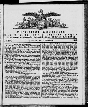 Berlinische Nachrichten von Staats- und gelehrten Sachen vom 14.11.1835