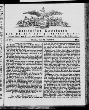 Berlinische Nachrichten von Staats- und gelehrten Sachen vom 23.11.1835