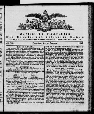 Berlinische Nachrichten von Staats- und gelehrten Sachen vom 03.12.1835