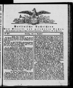 Berlinische Nachrichten von Staats- und gelehrten Sachen vom 08.12.1835