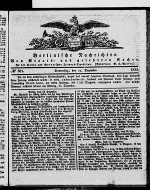 Berlinische Nachrichten von Staats- und gelehrten Sachen vom 24.12.1835