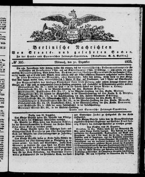 Berlinische Nachrichten von Staats- und gelehrten Sachen vom 30.12.1835