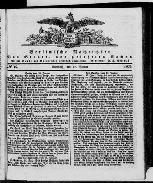 Berlinische Nachrichten von Staats- und gelehrten Sachen vom 20.01.1836