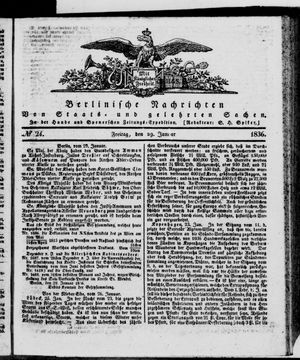 Berlinische Nachrichten von Staats- und gelehrten Sachen vom 29.01.1836