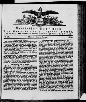 Berlinische Nachrichten von Staats- und gelehrten Sachen vom 03.02.1836