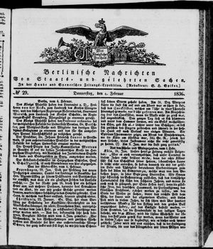 Berlinische Nachrichten von Staats- und gelehrten Sachen vom 04.02.1836