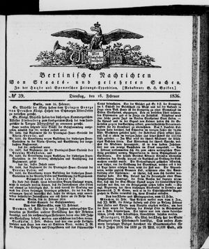 Berlinische Nachrichten von Staats- und gelehrten Sachen vom 16.02.1836