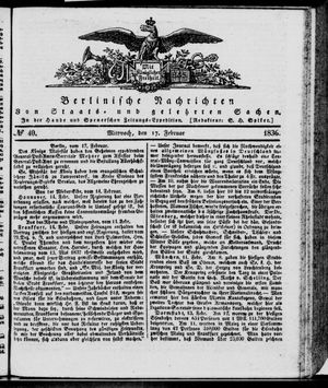 Berlinische Nachrichten von Staats- und gelehrten Sachen vom 17.02.1836