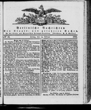 Berlinische Nachrichten von Staats- und gelehrten Sachen vom 19.02.1836