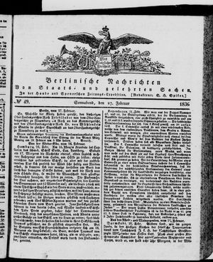 Berlinische Nachrichten von Staats- und gelehrten Sachen vom 27.02.1836