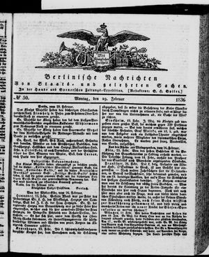 Berlinische Nachrichten von Staats- und gelehrten Sachen vom 29.02.1836