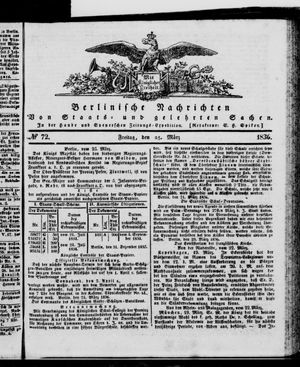 Berlinische Nachrichten von Staats- und gelehrten Sachen vom 25.03.1836