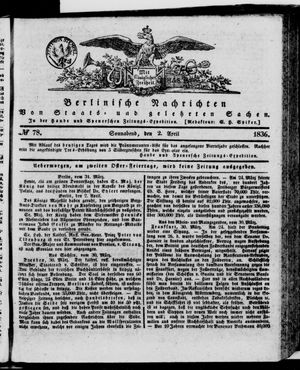 Berlinische Nachrichten von Staats- und gelehrten Sachen vom 02.04.1836