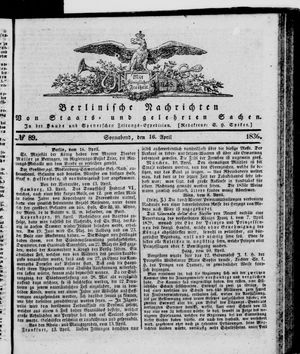 Berlinische Nachrichten von Staats- und gelehrten Sachen vom 16.04.1836