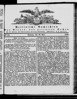 Berlinische Nachrichten von Staats- und gelehrten Sachen vom 20.04.1836