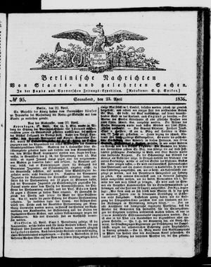 Berlinische Nachrichten von Staats- und gelehrten Sachen vom 23.04.1836