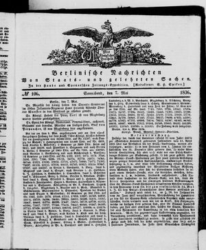 Berlinische Nachrichten von Staats- und gelehrten Sachen vom 07.05.1836
