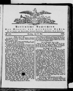 Berlinische Nachrichten von Staats- und gelehrten Sachen on May 17, 1836