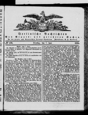 Berlinische Nachrichten von Staats- und gelehrten Sachen on Jun 7, 1836
