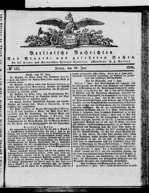 Berlinische Nachrichten von Staats- und gelehrten Sachen on Jun 10, 1836
