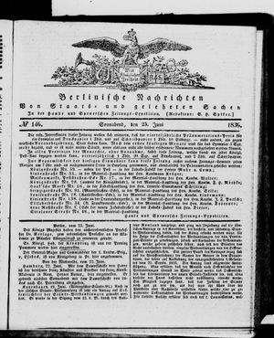 Berlinische Nachrichten von Staats- und gelehrten Sachen vom 25.06.1836