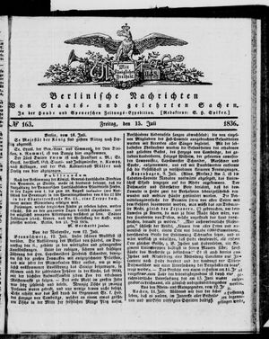Berlinische Nachrichten von Staats- und gelehrten Sachen vom 15.07.1836
