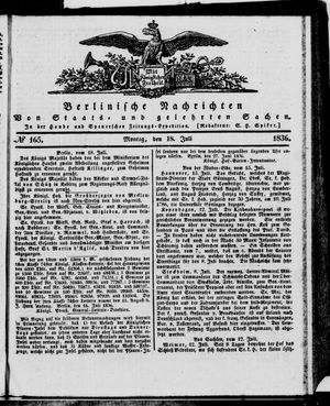 Berlinische Nachrichten von Staats- und gelehrten Sachen vom 18.07.1836