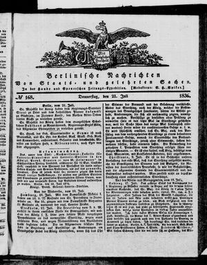 Berlinische Nachrichten von Staats- und gelehrten Sachen vom 21.07.1836