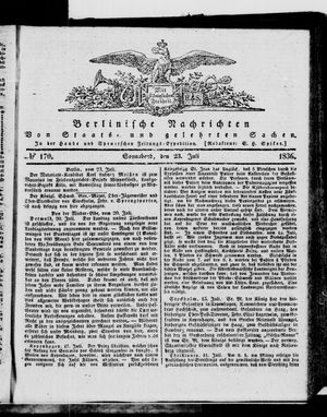 Berlinische Nachrichten von Staats- und gelehrten Sachen vom 23.07.1836