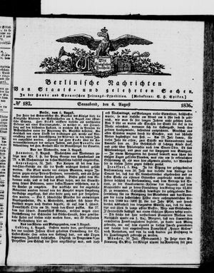 Berlinische Nachrichten von Staats- und gelehrten Sachen vom 06.08.1836