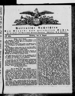 Berlinische Nachrichten von Staats- und gelehrten Sachen vom 09.08.1836