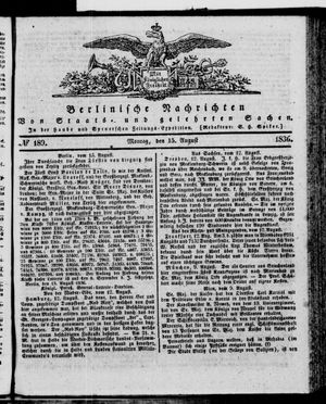 Berlinische Nachrichten von Staats- und gelehrten Sachen vom 15.08.1836