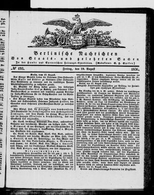 Berlinische Nachrichten von Staats- und gelehrten Sachen vom 19.08.1836