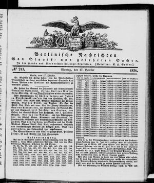 Berlinische Nachrichten von Staats- und gelehrten Sachen vom 17.10.1836