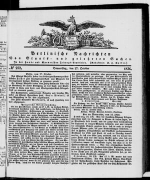 Berlinische Nachrichten von Staats- und gelehrten Sachen on Oct 27, 1836