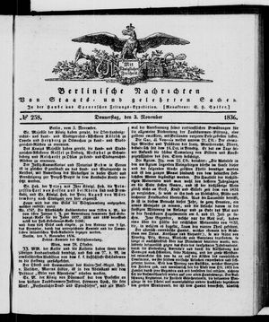 Berlinische Nachrichten von Staats- und gelehrten Sachen vom 03.11.1836