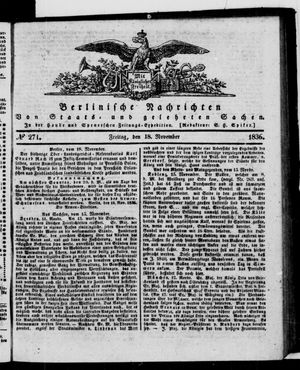 Berlinische Nachrichten von Staats- und gelehrten Sachen on Nov 18, 1836