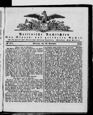 Berlinische Nachrichten von Staats- und gelehrten Sachen vom 23.11.1836